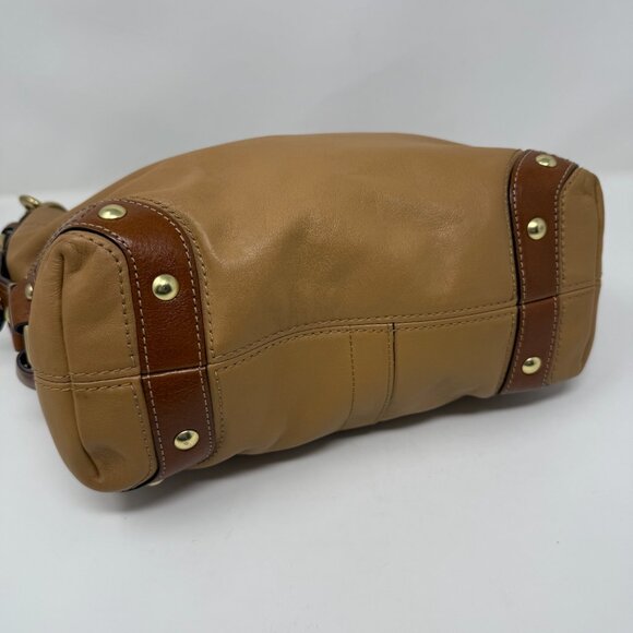 COACH 10615 Brown Leather Carly Slouchy Hobo Bag Tan Brass - Picture 7 of 10